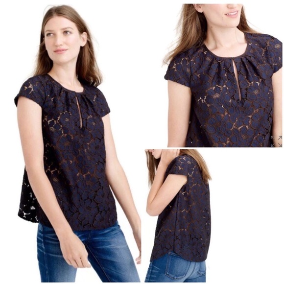 J.CREW | Blue Floral Lace Blouse | Size 8 - Picture 3 of 14